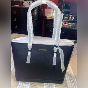 Charlotte Large Saffiano Leather Top-Zip Tote Bag